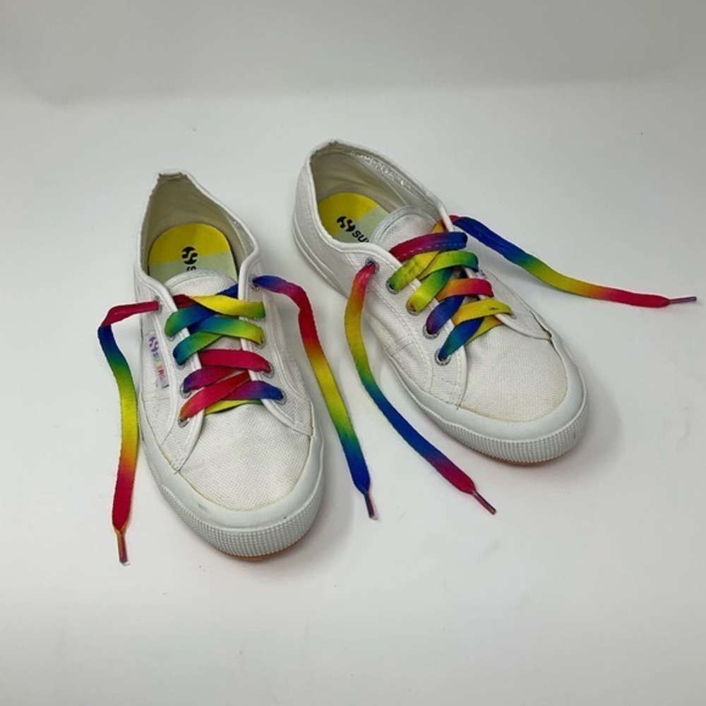 SUPERGA Rainbow & White Sneakers Shoes Comfort 5.5 US 37.5 Euro